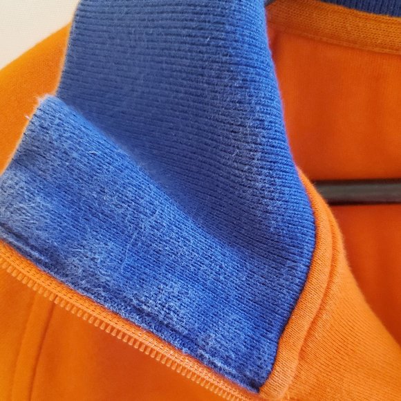 Lacoste Quarter-Zip Up with Vintage Collar Look Orange and Blue Size XL - Picture 6 of 15